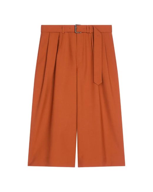 Dries Van Noten Orange Belted Wool Shorts for men