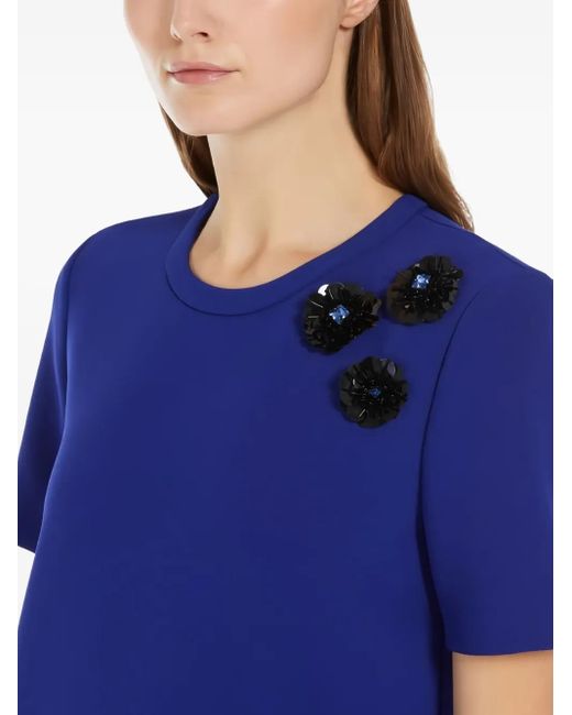 Abito Con Ruches A Maniche Corte di Max Mara in Blue