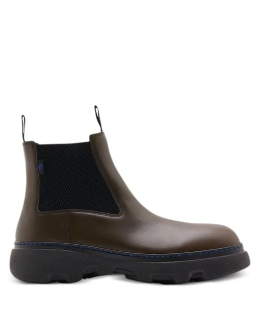Burberry Black Panelled Leather Ankle Boots for men