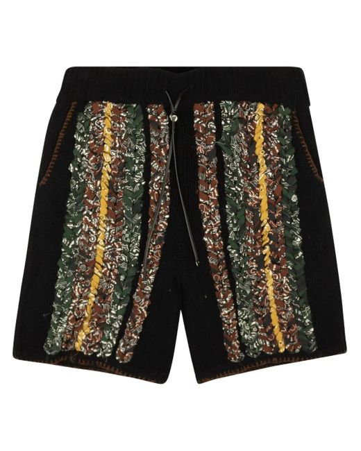 Amiri Black Bandana-Print Braided Shorts for men