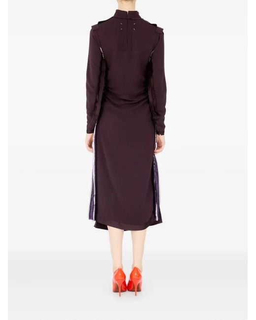 Maison Margiela Purple Midi Dress With Gathered Detail