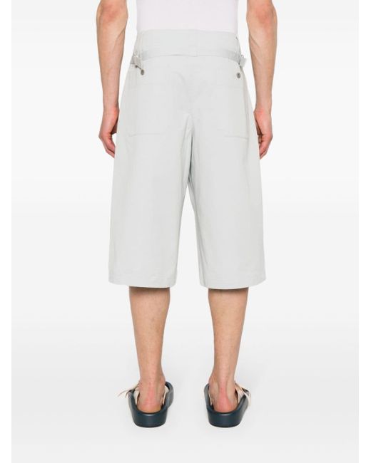 Lemaire White Tonal Stitching Cotton Bermuda Shorts for men