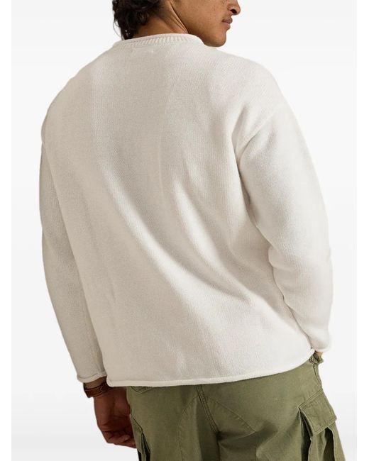 Polo Ralph Lauren White Classic Embroidered Crewneck Sweater For for men