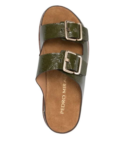 Pedro Miralles Green Patent-Leather Sandals
