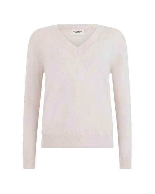 Weekend by Maxmara White V-Neck Long-Sleeve Sweater