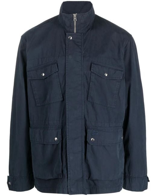 Woolrich Blue Crew Field Cotton Jacket for men