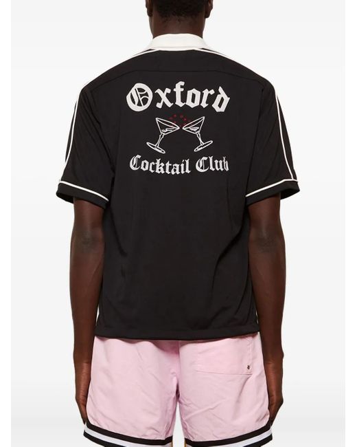 Rhude Black Oxford Cocktail Club Bowling Shirt for men