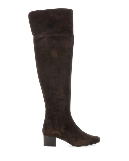 CAREL PARIS Black Brigitte Suede Knee-High Boots