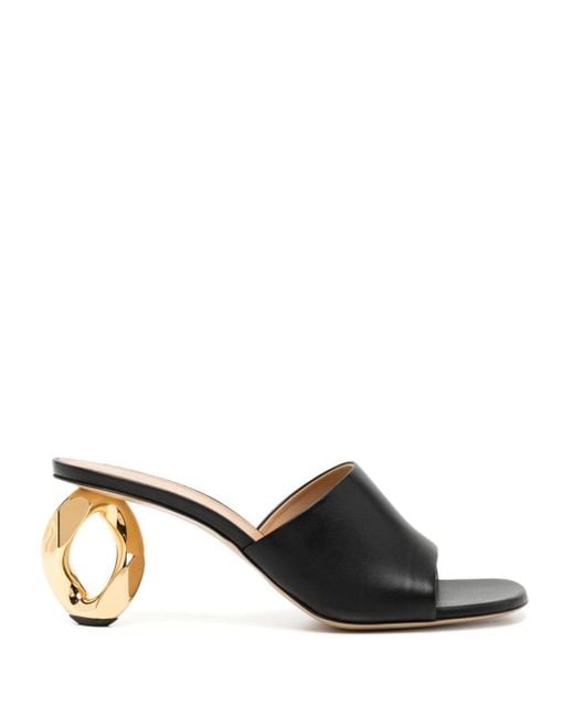J.W. Anderson Black Chain Heel 70mm Leather Mules
