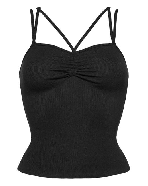Eres Black Nadia Cross-Strap Ribbed Tank Top