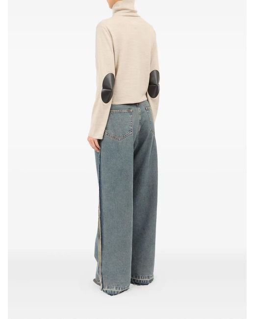 MM6 by Maison Margiela Natural Mock-Neck Long-Sleeve Top