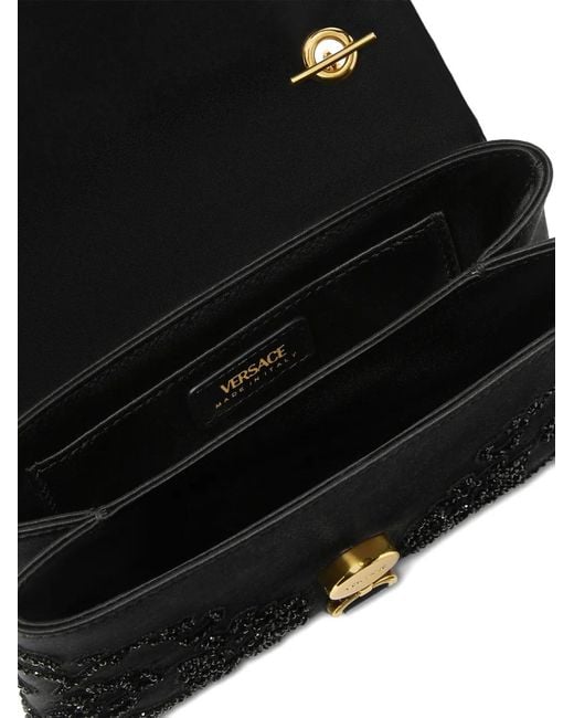 Versace Black Mini Sac Kleio En Satin À Broderies