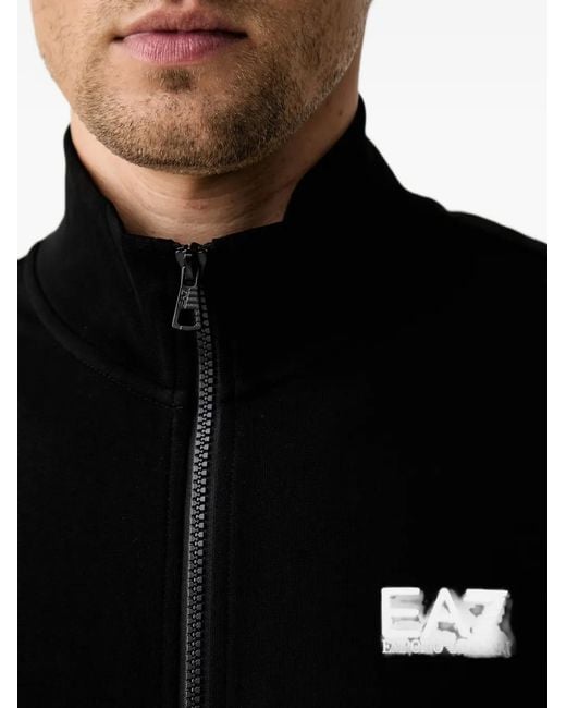 EA7 Black Logo-Print Tracksuit for men