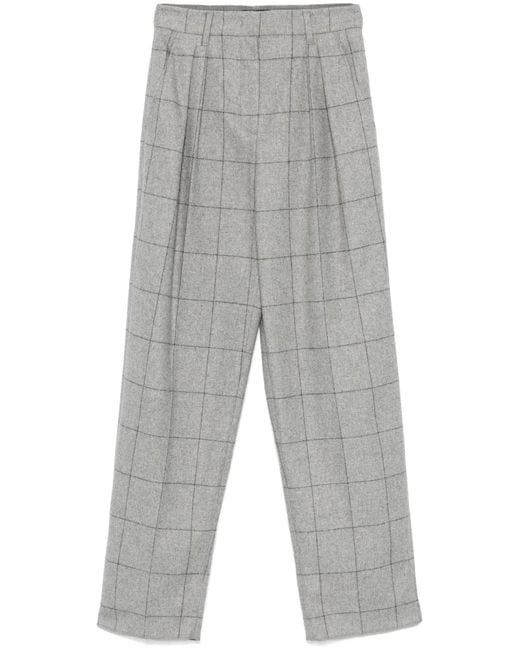 Emporio Armani Gray Checkered Design Pleated Trousers For