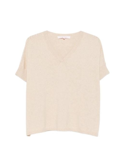 ABSOLUT CASHMERE Natural V-Neck Top