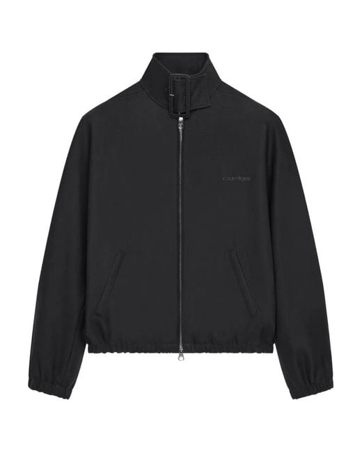 Courreges Black Buckle-Neck Zipped Bomber Jacket