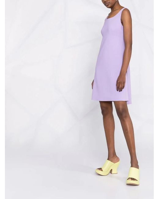 Moschino Purple Heart-Button Pleated Mini Dress
