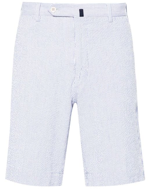 Incotex White Striped Seersucker Bermuda Shorts for men