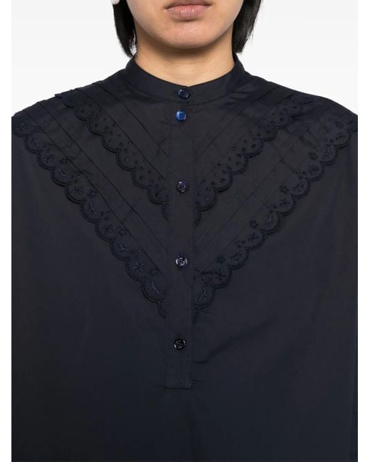 Maison Kitsuné Blue Craft Embroidery Shirt Dress