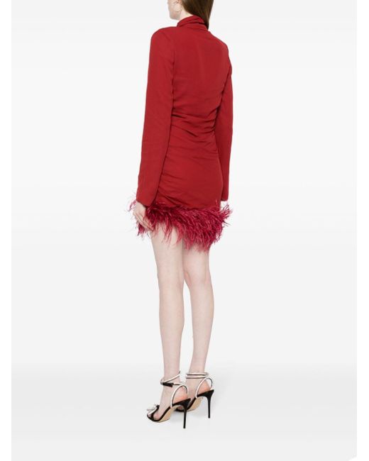 De La Vali Mini-jurk Met Veren Afwerking in het Red