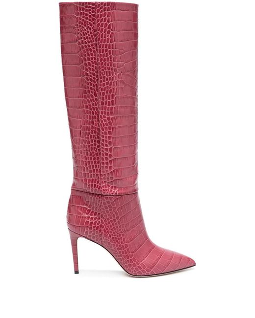 Paris Texas Red Coco 95Mm Crocodile-Effect Boots