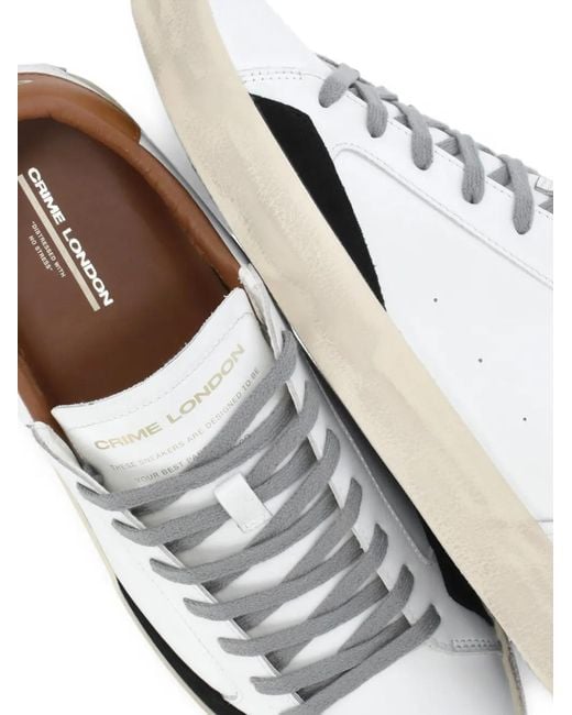 Crime London White 2.0 Distressed-Effect Sneakers for men
