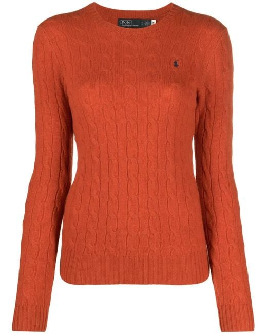 Polo Ralph Lauren Orange Polo Pony Cable-Knit Jumper