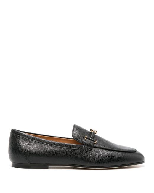 Tod's Black Chain-link Leather Loafers