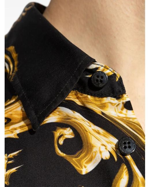 Camicia Con Stampa Watercolor Couture di Versace Jeans Couture in Gray da Uomo