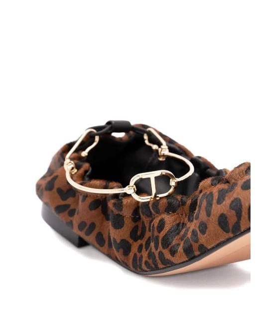 Ballerine Con Stampa Leopardata di Twinset in Brown