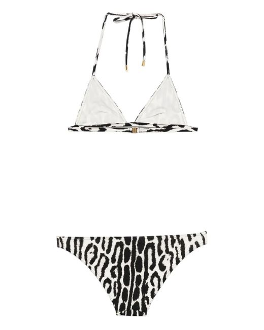 Tom Ford White Leopard-Print Triangle Bikini