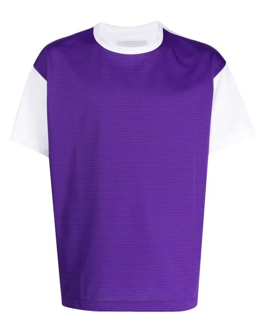 Fumito Ganryu Purple Contrast-Panel Two-Tone T-Shirt for men
