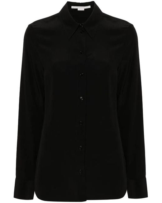 Stella McCartney Black Pointed-Collar Silk Shirt