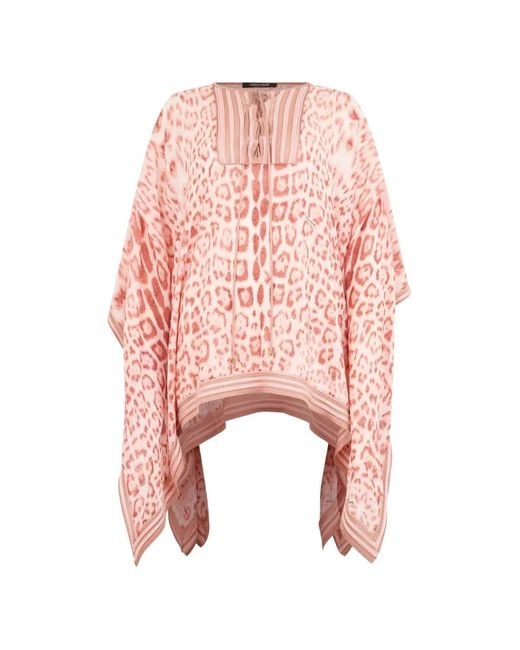 Roberto Cavalli Pink Leopard-Print Kaftan