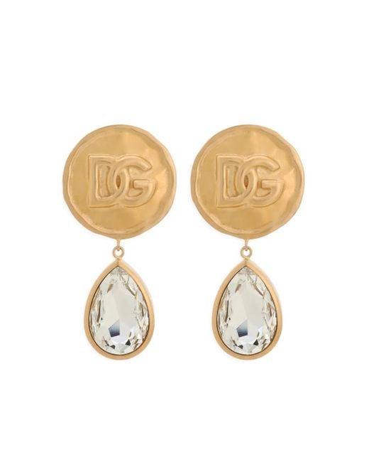 Dolce & Gabbana Metallic Logo-Engraved Drop Earrings