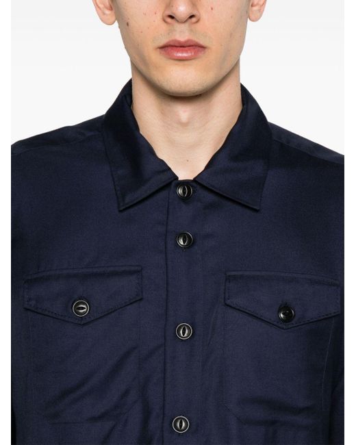 Eleventy Blue Cashmere-blend Shirt Jacket for men