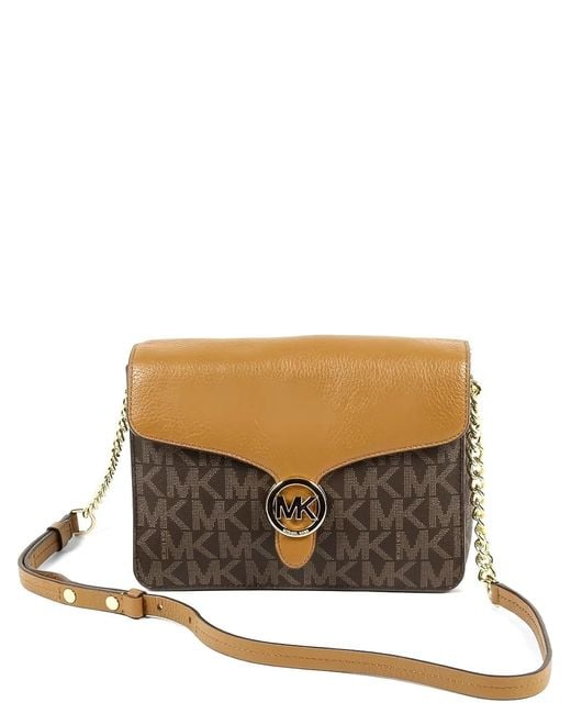 Michael Kors White Vanna Logo-Monogram Cross Body Bag