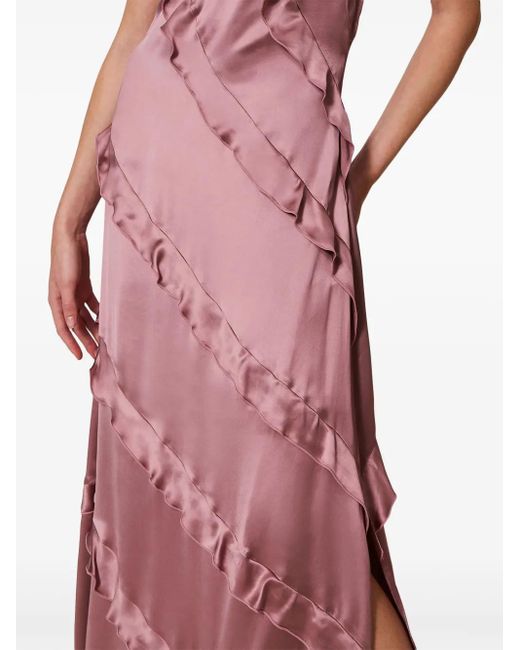 Twinset Purple Ruffled Maxi Dress