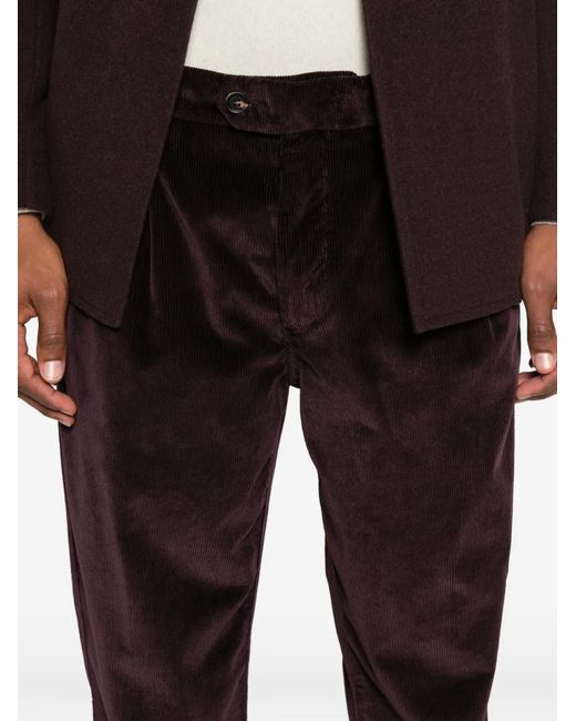Eleventy Black Pleated Corduroy Trousers for men