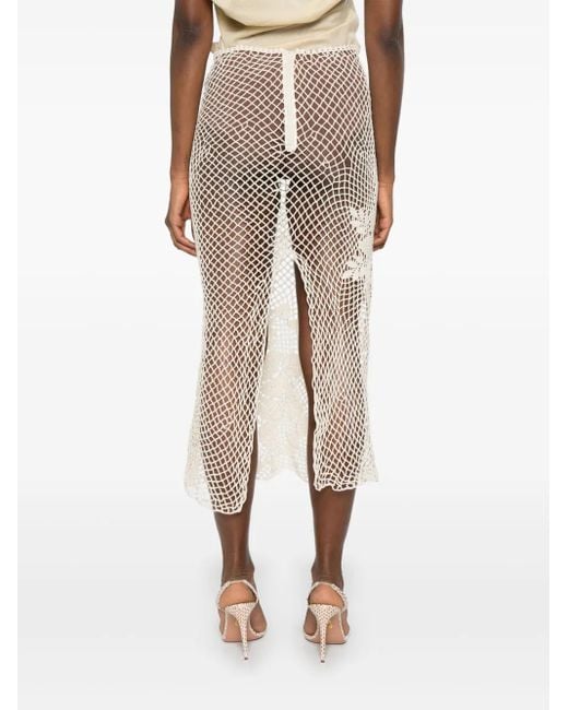 Magda Butrym White Crochet Midi Skirt