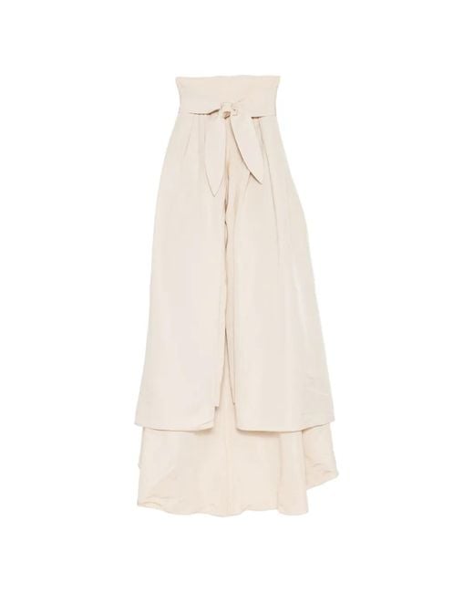 Naeem Khan White Overskirt Silk Trousers