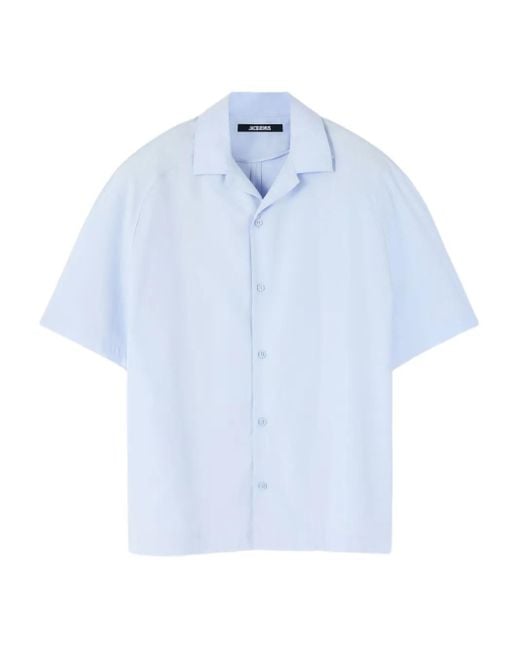 Jacquemus Le Fonccio Button-Up Overhemd Met Korte Mouwen in het Blue voor heren
