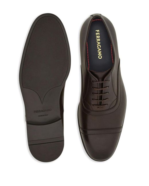 Ferragamo Brown Leather Oxford Shoes for men