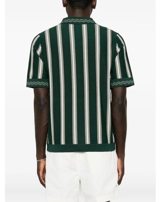 CHE Green Sawyer Striped Knitted Polo Shirt for men