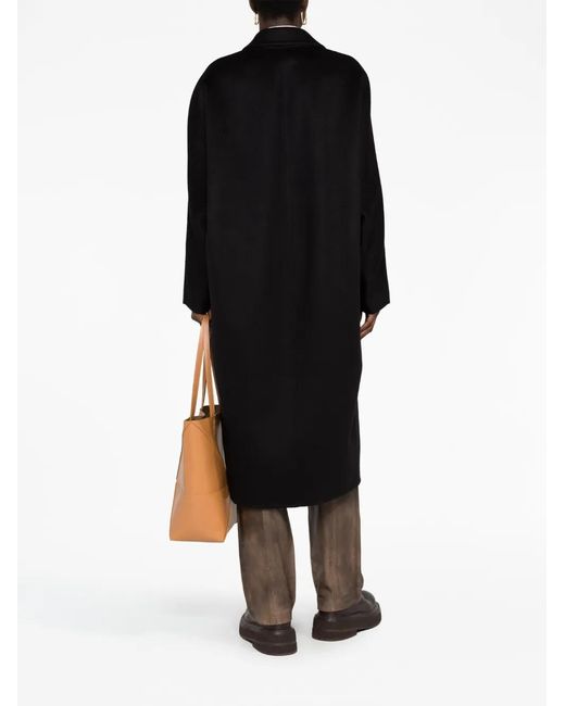 Prada Black Logo-Embroidered Cashmere Coat