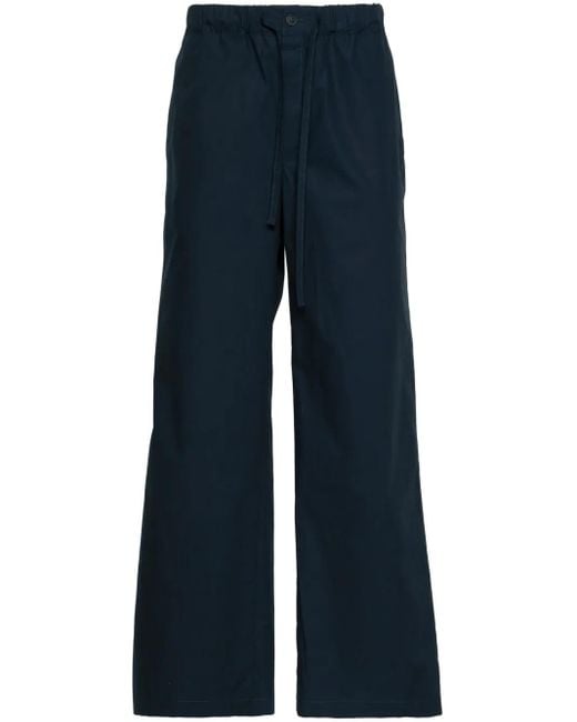 MODES GARMENTS Blue Poplin Straight-Leg Trousers for men
