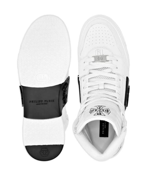 Philipp Plein White Phantom Kicks High-Top Sneakers