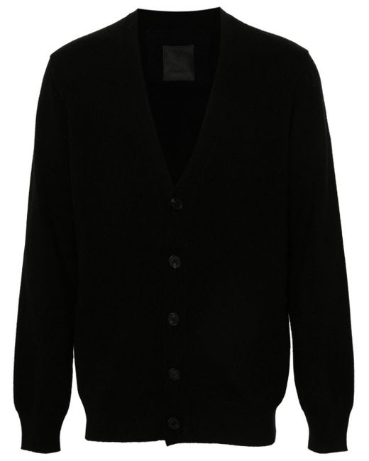 Givenchy Black Logo-intarsia Wool Cardigan for men