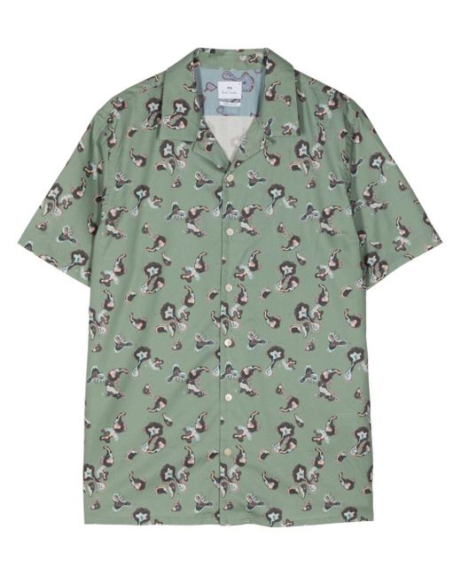 PS by Paul Smith Green Graphic-print Organic Cotton Shirt for men