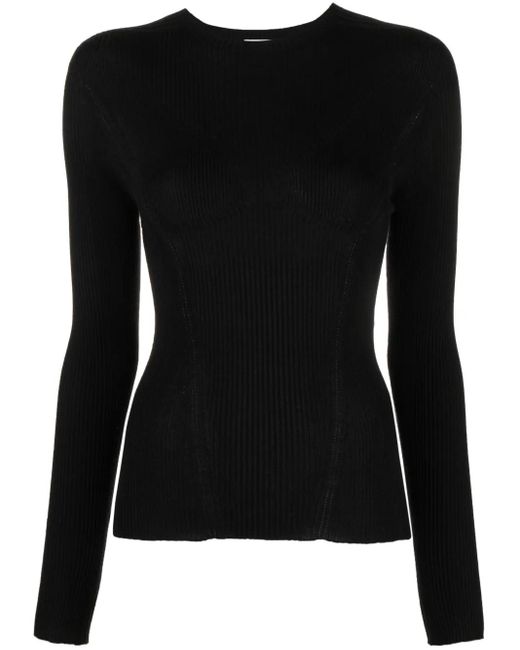 Lanvin Black Long-Sleeve Ribbed-Knit Top
